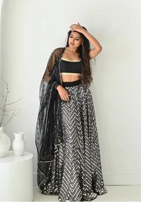 Multicolor Embroidererd Georgette Lehenga Set With Dupatta