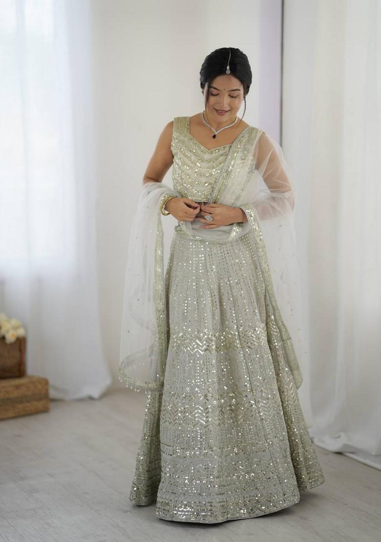 Multicolor Embroidererd Georgette Lehenga Set With Dupatta