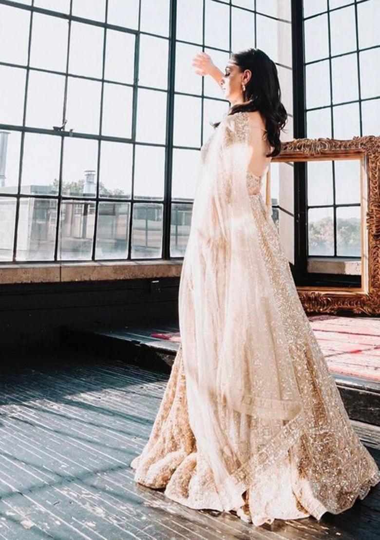 Multicolor Embroidererd Silk Lehenga Set With Dupatta