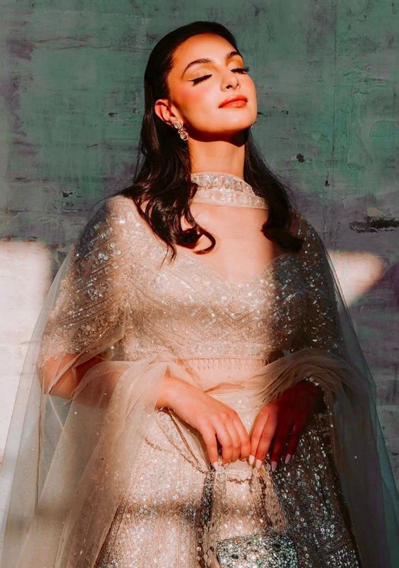 Multicolor Embroidererd Silk Lehenga Set With Dupatta