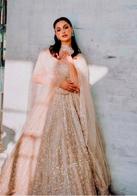 Multicolor Embroidererd Silk Lehenga Set With Dupatta