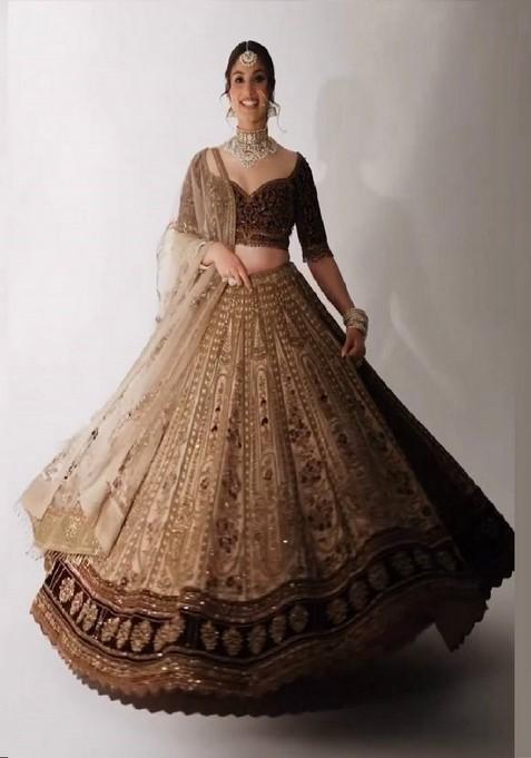 Multicolor Embroidererd Silk Lehenga Set With Dupatta