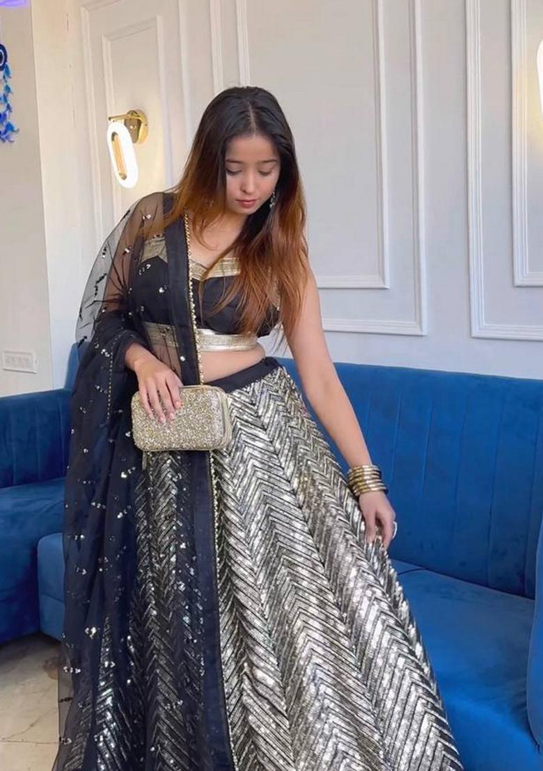 Multicolor Embroidererd Georgette Lehenga Set With Dupatta