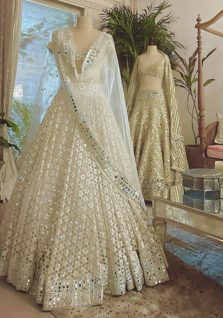 Multicolor Thread Work Silk Lehenga Set With Dupatta