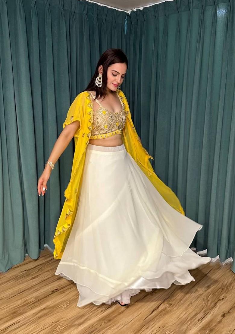 Multicolor Thread Work Silk Lehenga Set With Dupatta