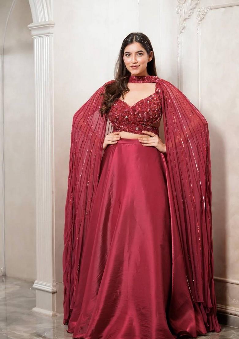 Multicolor Embroidererd Silk Lehenga Set With Dupatta