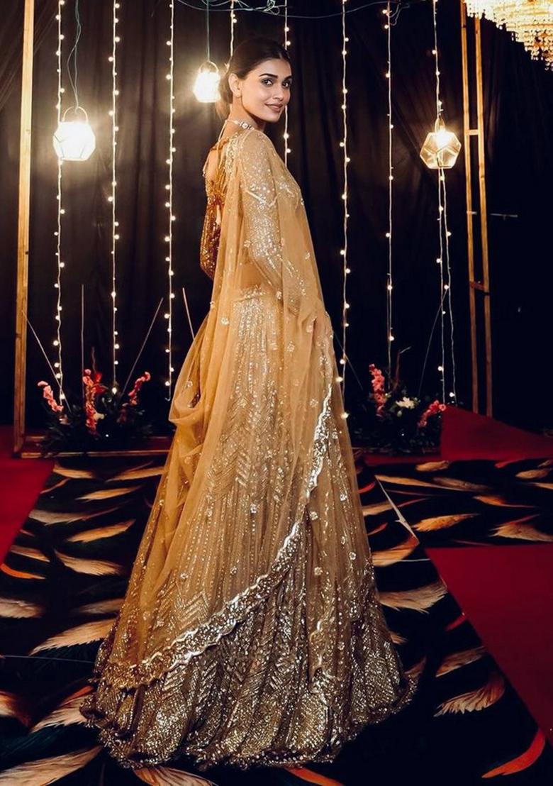 Multicolor Embroidererd Silk Lehenga Set With Dupatta