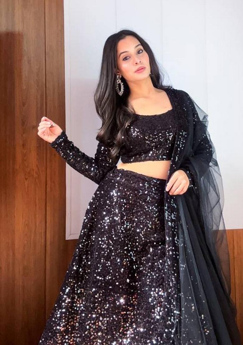 Multicolor Embroidererd Georgette Lehenga Set With Dupatta