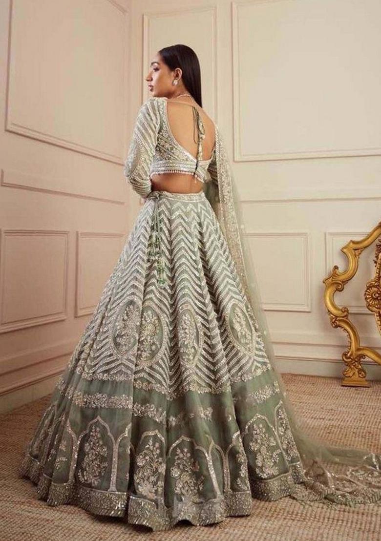 Multicolor Embroidererd Georgette Lehenga Set With Dupatta