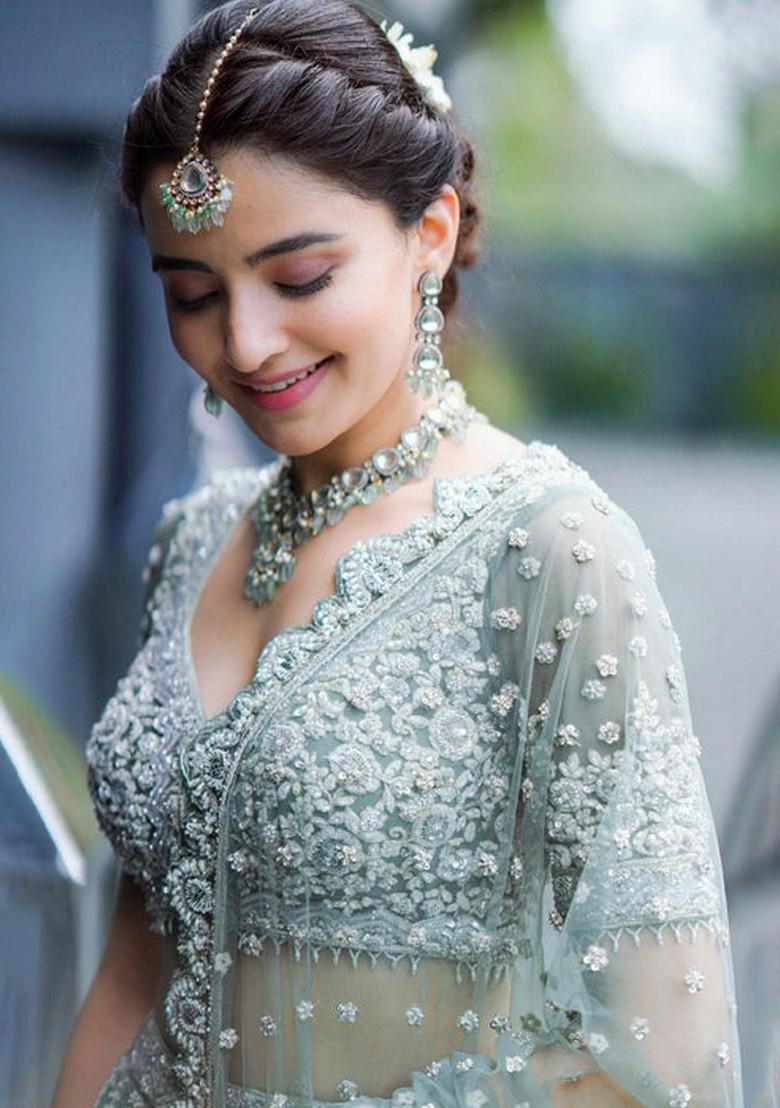 Multicolor Embroidererd Georgette Lehenga Set With Dupatta