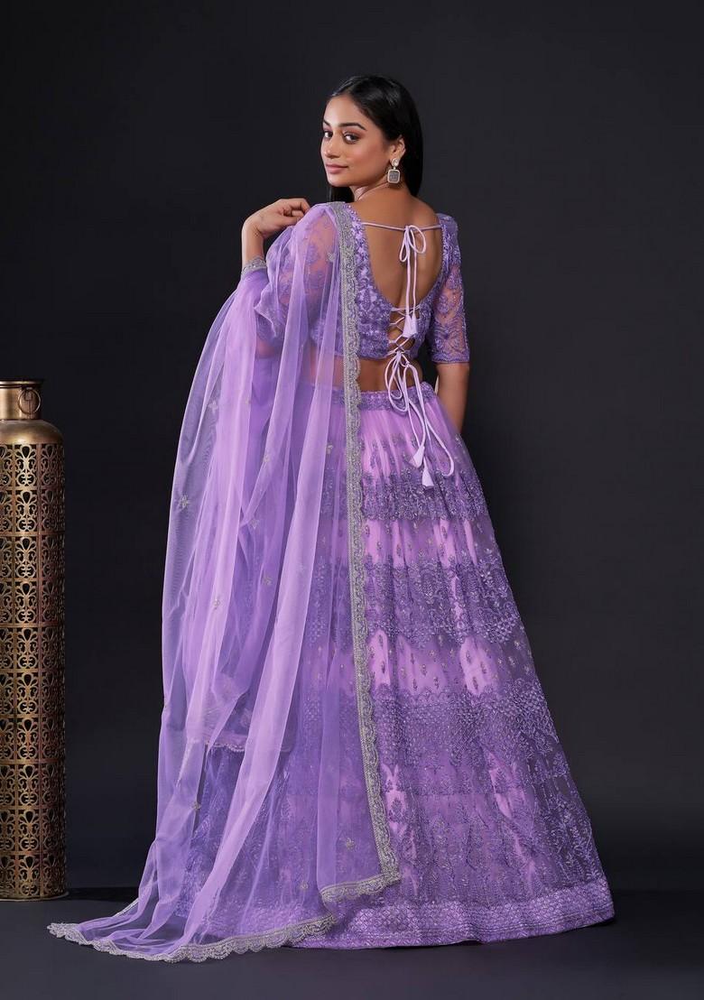 Multicolor Embroidererd Georgette Lehenga Set With Dupatta