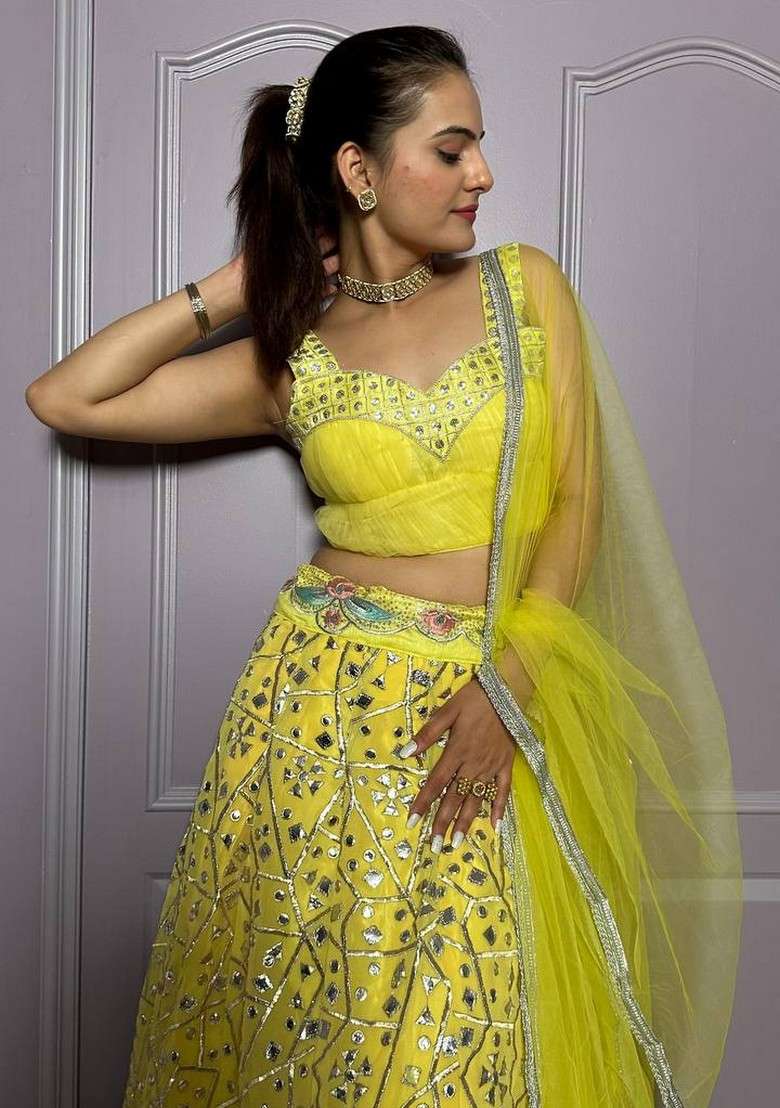 Multicolor Zari Work
 Georgette Lehenga Set With Dupatta - Indya