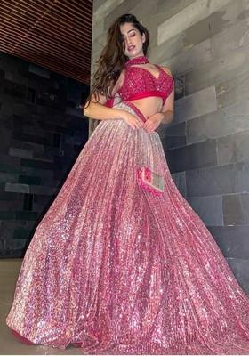 Multicolor Embroidererd Silk Lehenga Set With Dupatta