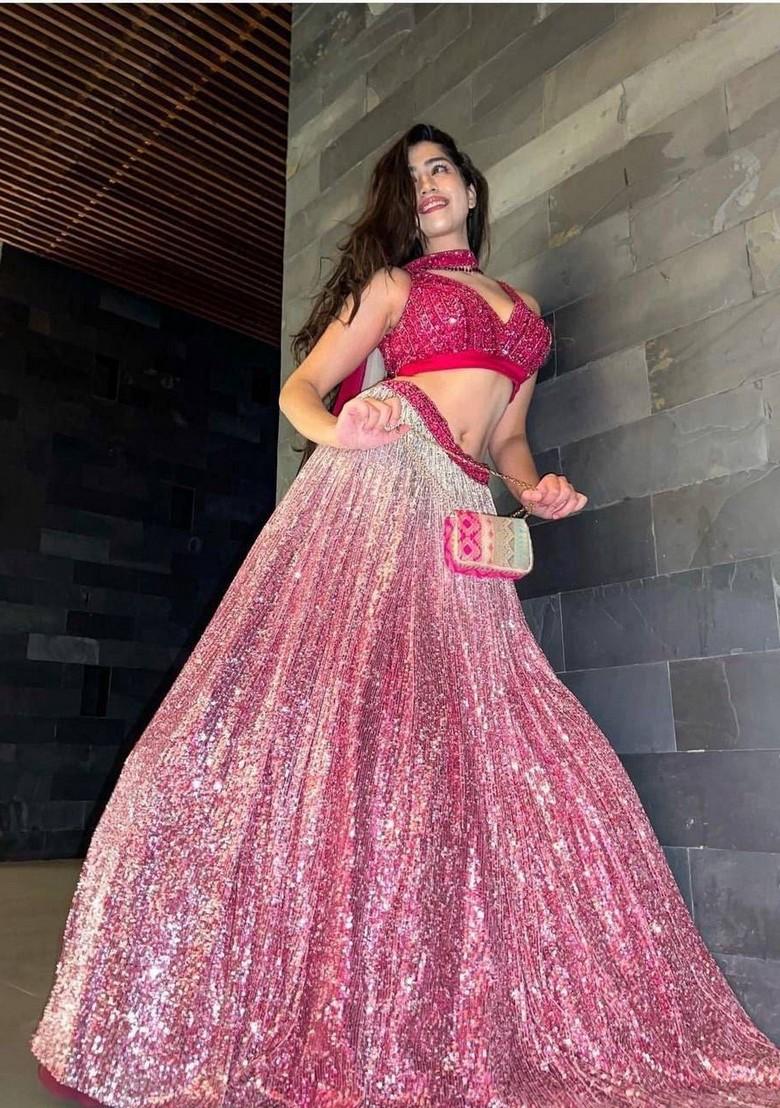 Multicolor Embroidererd Silk Lehenga Set With Dupatta