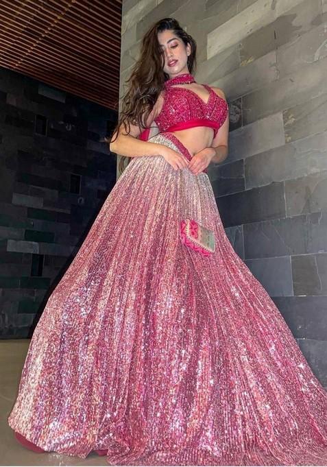 Multicolor Embroidererd Silk Lehenga Set With Dupatta