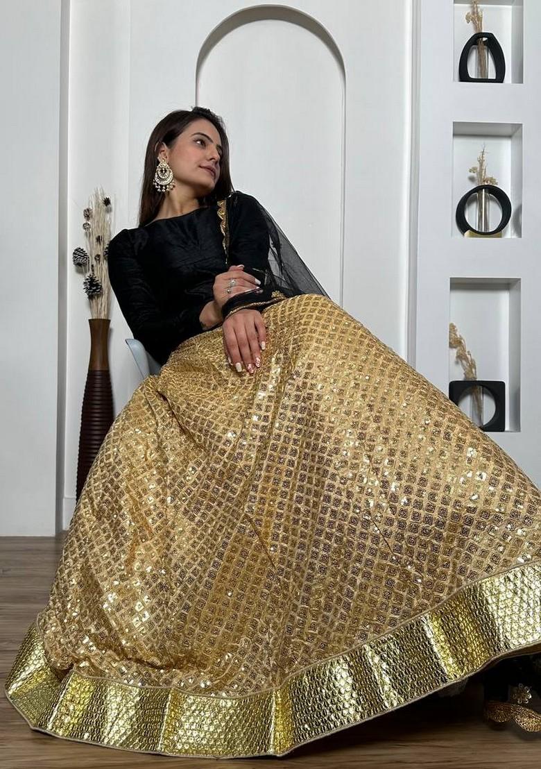 Multicolor Embroidererd Silk Lehenga Set With Dupatta