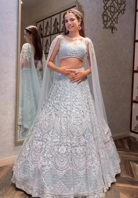 Multicolor Embroidererd Silk Lehenga Set With Dupatta