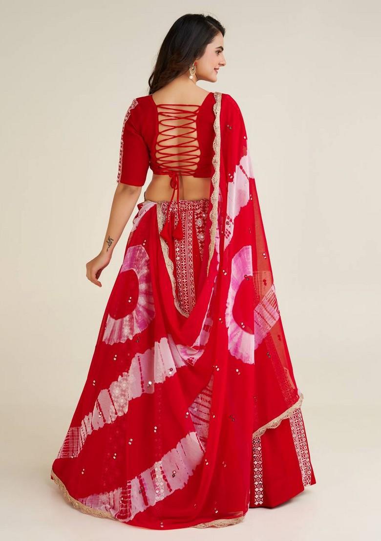 Multicolor Embroidererd Cotton Lehenga Set With Dupatta