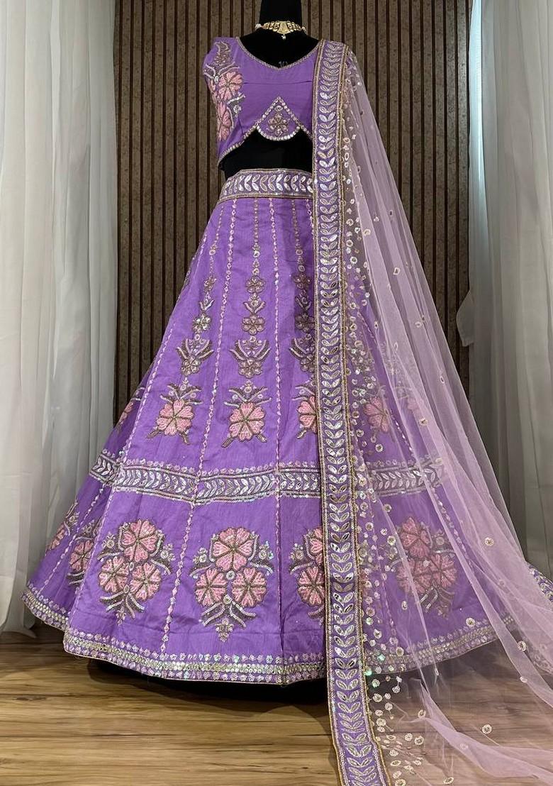 Multicolor Embroidererd Silk Lehenga Set With Dupatta