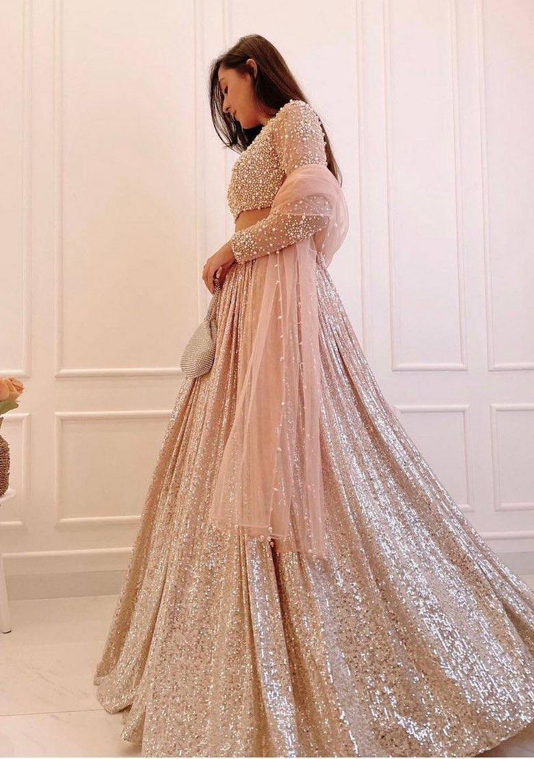 Multicolor Embroidererd Silk Lehenga Set With Dupatta