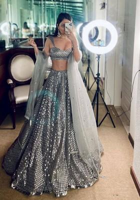 Multicolor Embroidererd Silk Lehenga Set With Dupatta