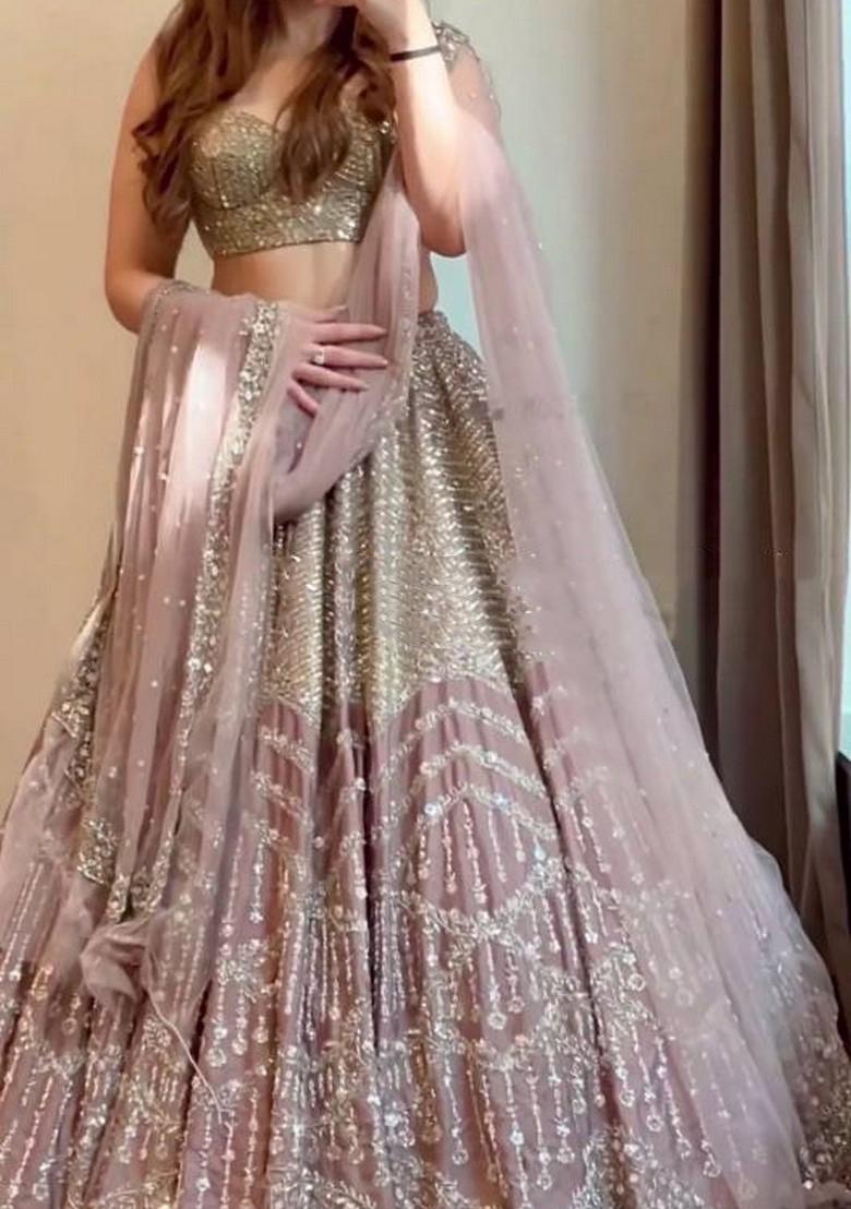 Multicolor Embroidererd Silk Lehenga Set With Dupatta