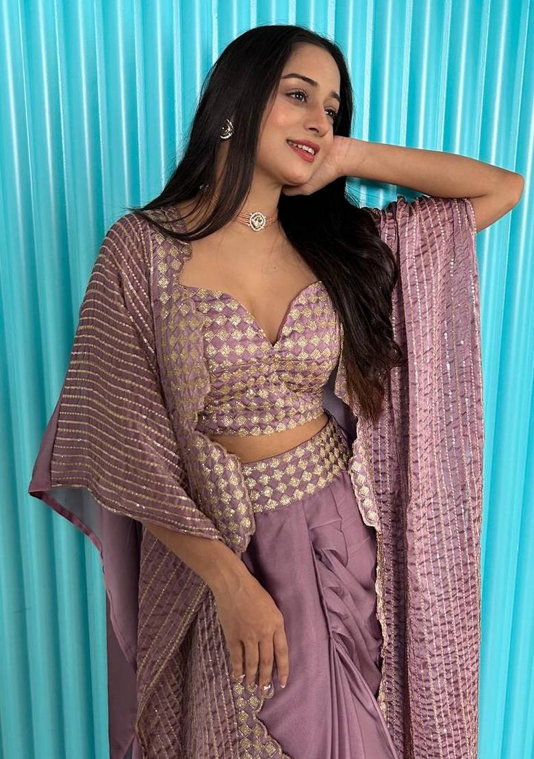 Multicolor Embroidererd Silk Lehenga Set With Dupatta