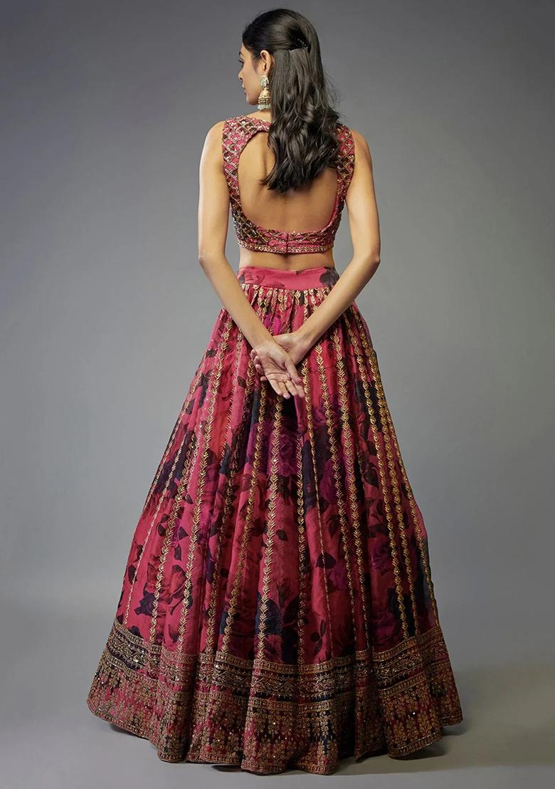 Pink Embroidererd Net Lehenga Set With Dupatta