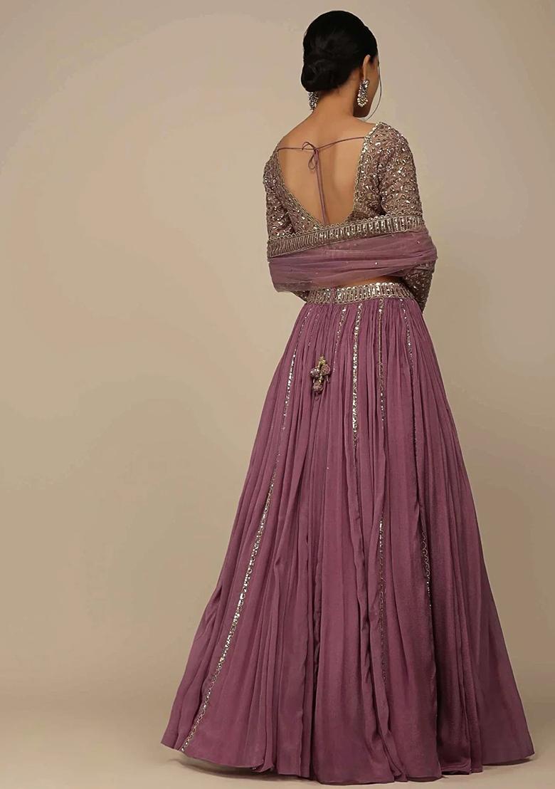 Pink Embroidererd Georgette Lehenga Set With Dupatta