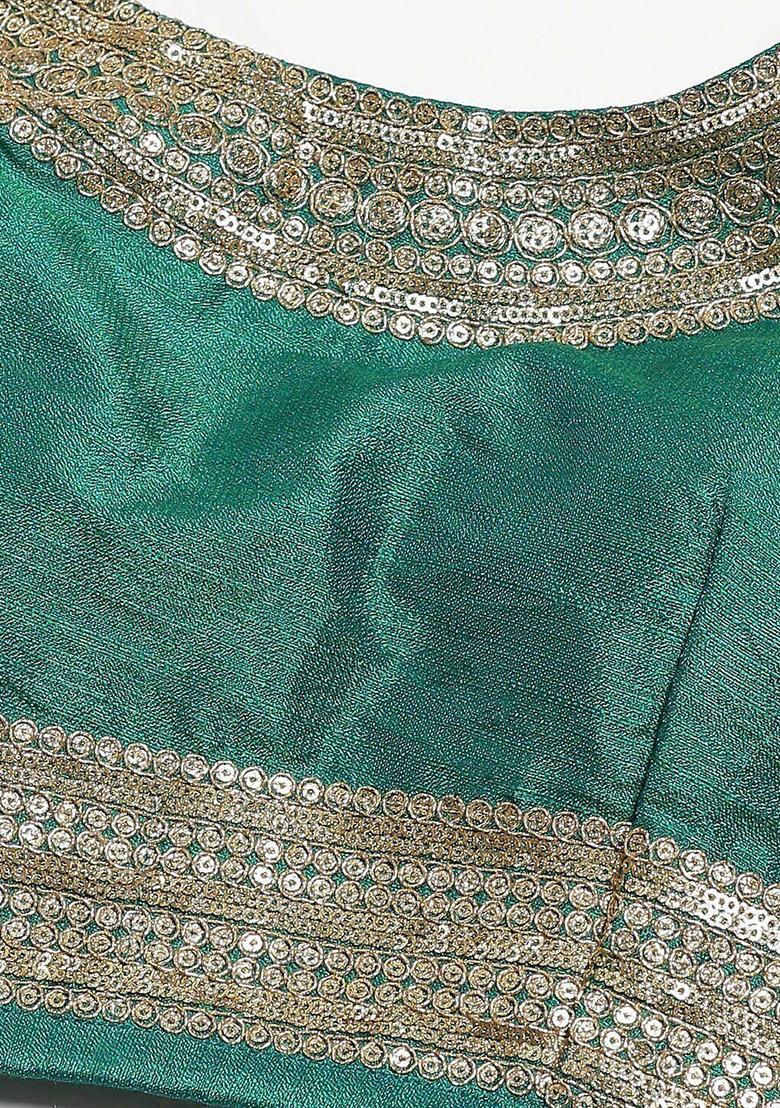 Blue Embroidererd Silk Lehenga Set With Dupatta