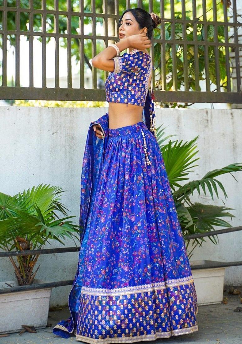 Green Embroidererd Silk Lehenga Set With Dupatta