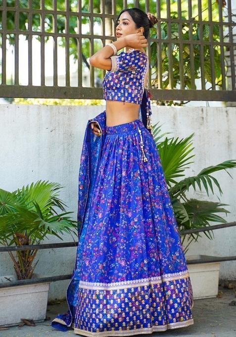 Green Embroidererd Silk Lehenga Set With Dupatta