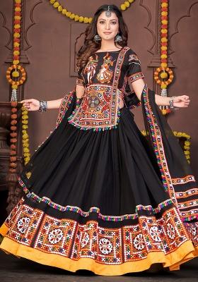 Blue Embroidererd Georgette Lehenga Set With Dupatta