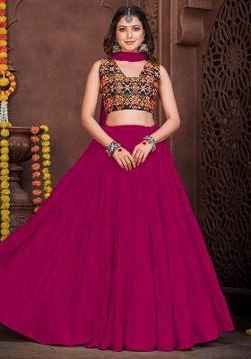 Mustard Yellow And Black Embroidererd French Crape Lehenga Set With Dupatta