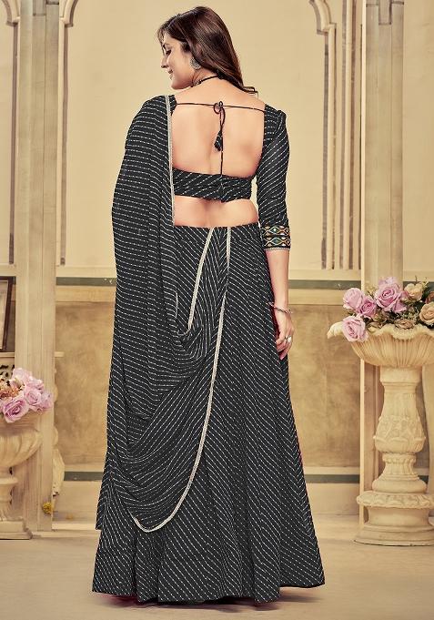Black Embroidererd Georgette Lehenga Set With Dupatta