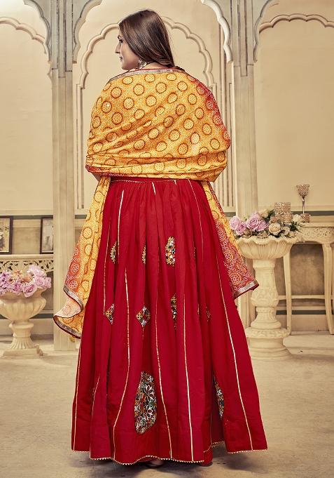Maroon Embroidererd Cotton Silk Lehenga Set With Dupatta
