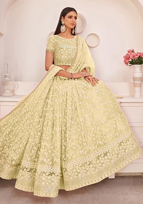 Lemon Tulle Lehenga Set main image 1
