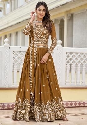 Golden Sequence Georgette Lehenga Set With Dupatta