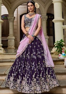 Green Sequence Embroidered Organza Lehenga Set With Dupatta