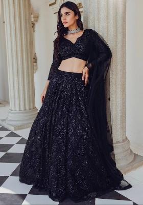 Multi Color Sequins Embroidery Work Georgette Lehenga Set