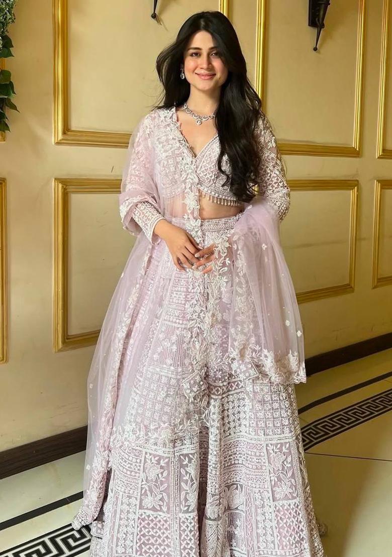 Multi Color Sequins Embroidery Work Net Lehenga Set - Indya