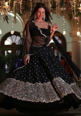 Multi Color Sequins Embroidery Work Georgette Lehenga Set