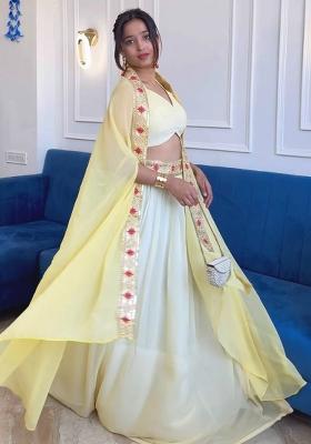 Multi Color Sequins Embroidery Work Georgette Lehenga Set