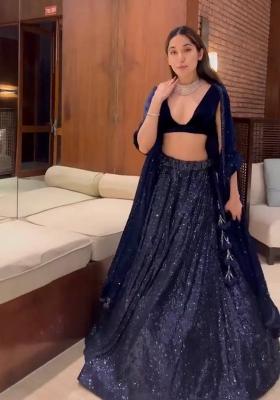 Multi Color Sequins Embroidery Work Georgette Lehenga Set