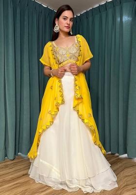 Multi Color Sequins Embroidery Work Georgette Lehenga Set