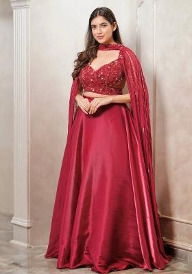 Multi Color Sequins Embroidery Work Silk Lehenga Set