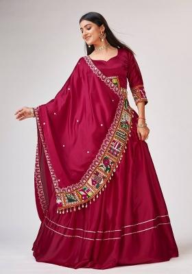 Multi Color Sequins Embroidery Work Silk Lehenga Set