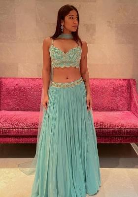 Multi Color Sequins Embroidery Work Georgette Lehenga Set