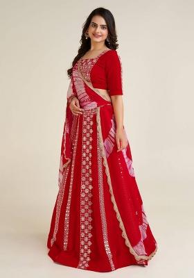 Multi Color Sequins Embroidery Work Georgette Lehenga Set