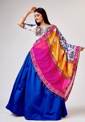 Multi Color Sequins Embroidery Work Silk Lehenga Set